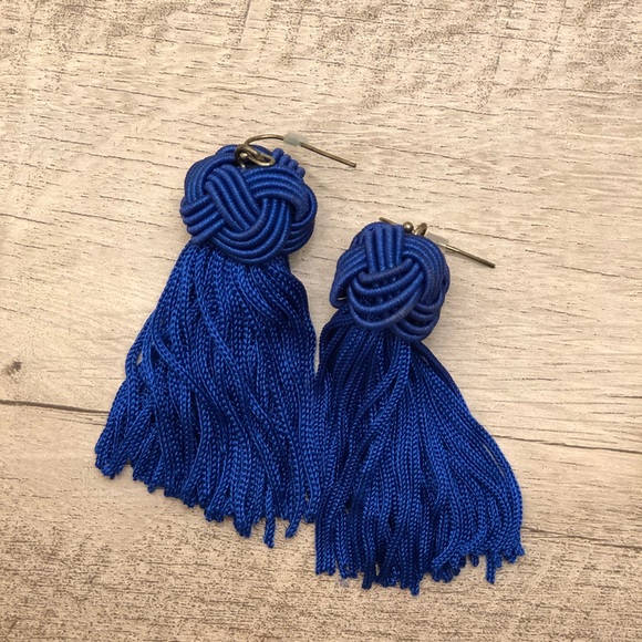 Cobalt blue tassel earrings - Picture 1 of 1
